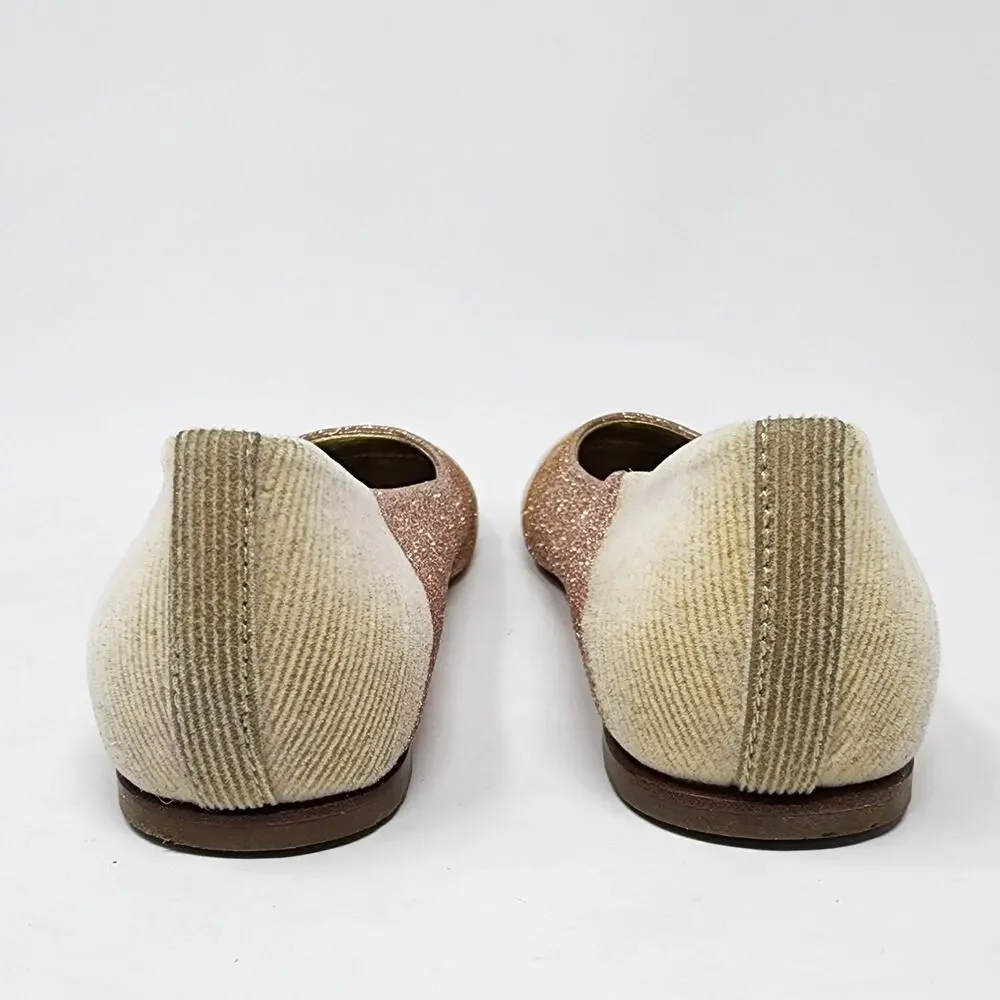 Quis Quis by Stefano Cavalleri Ballet Flats Girls EU39/US7 Cream & Pink Glitter